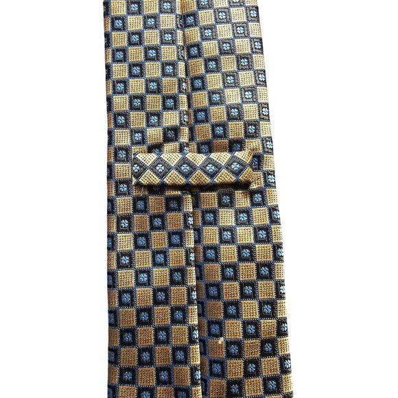 Ermenegildo Zegna Silk Gold Blue Textured Tie Office Old Money Quiet Luxury NWT - Picture 6 of 11